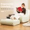 Teddy Velvet Ergonomic Bean Bag Chair with Ottoman Set for TV Reading, or Lounging